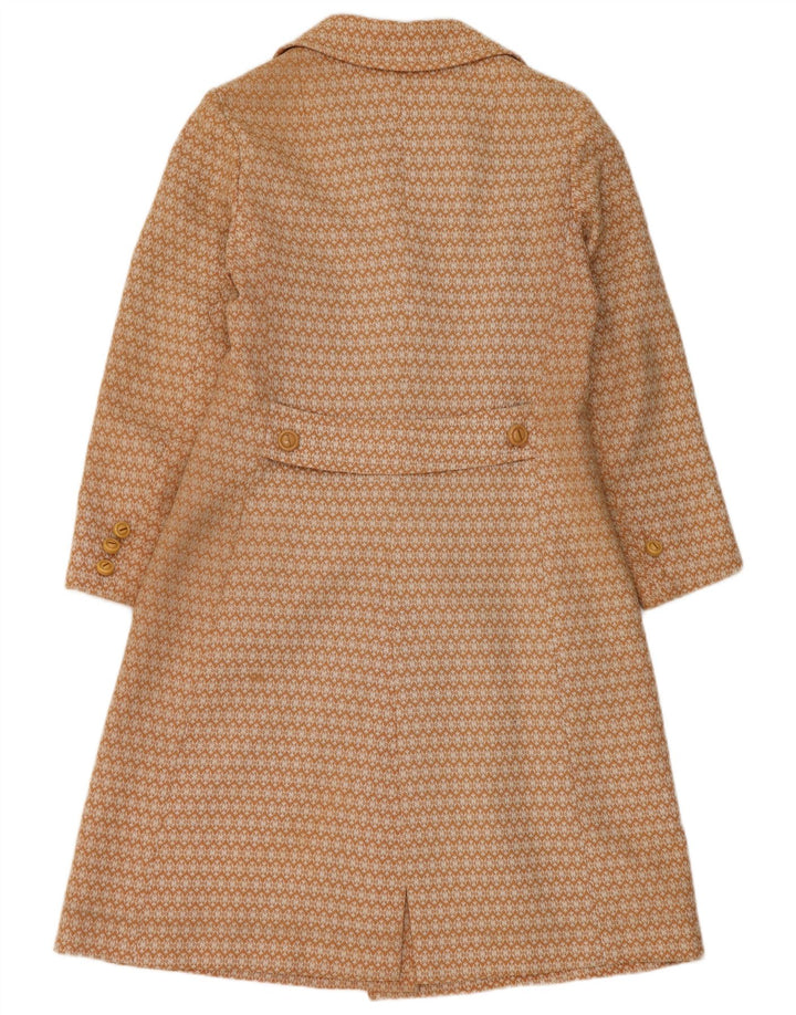 vintage Womens Overcoat UK 10 Petit Beige Géométrique