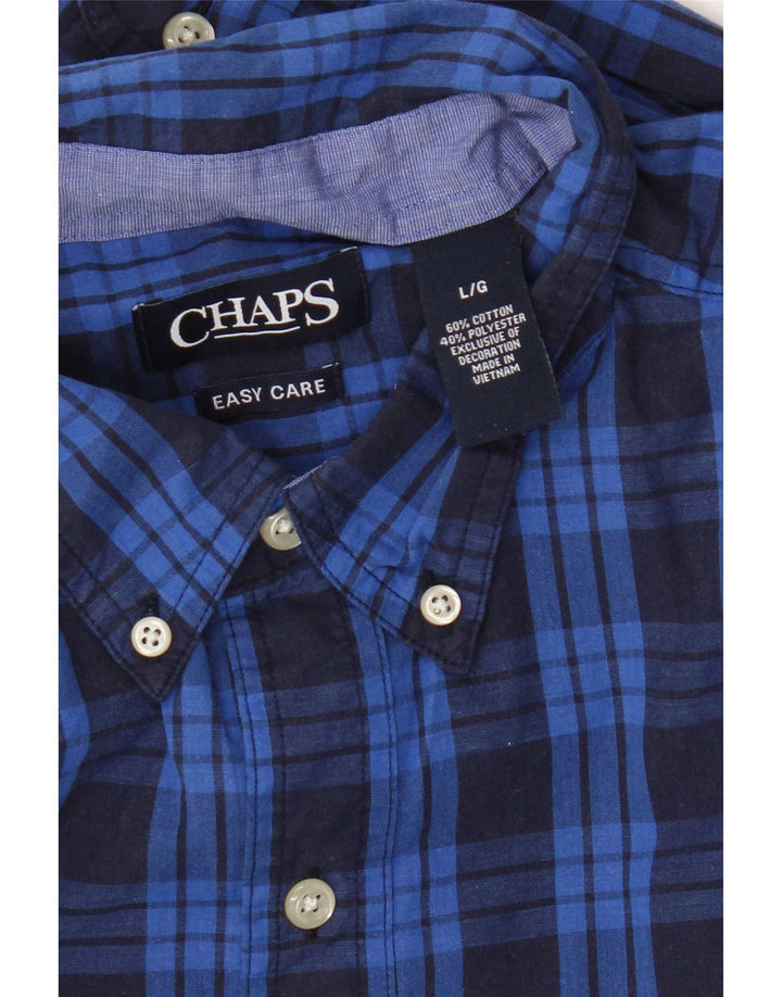 Chaps Chemise Homme Grand Carreau Bleu Coton