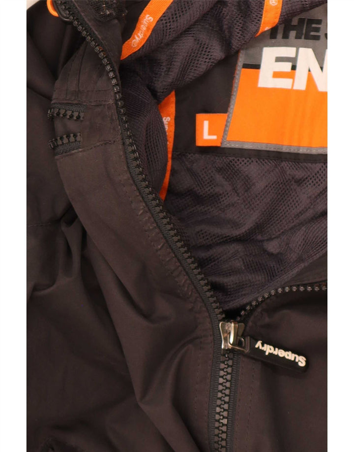 Superdry Veste coupe-vent à capuche pour hommes UK 40 Large Noir Polyester