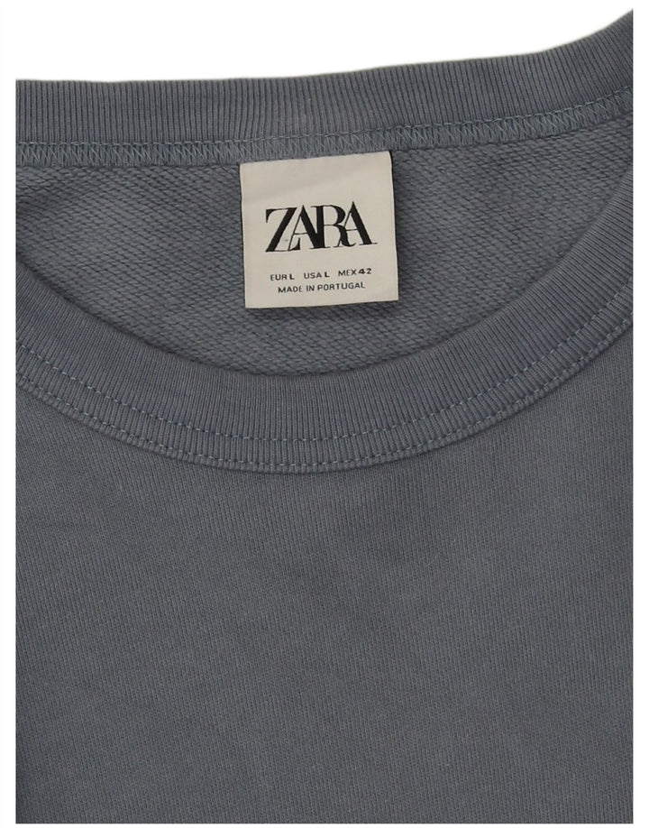 Zara Homme Sweatshirt Jumper Large Bleu Coton