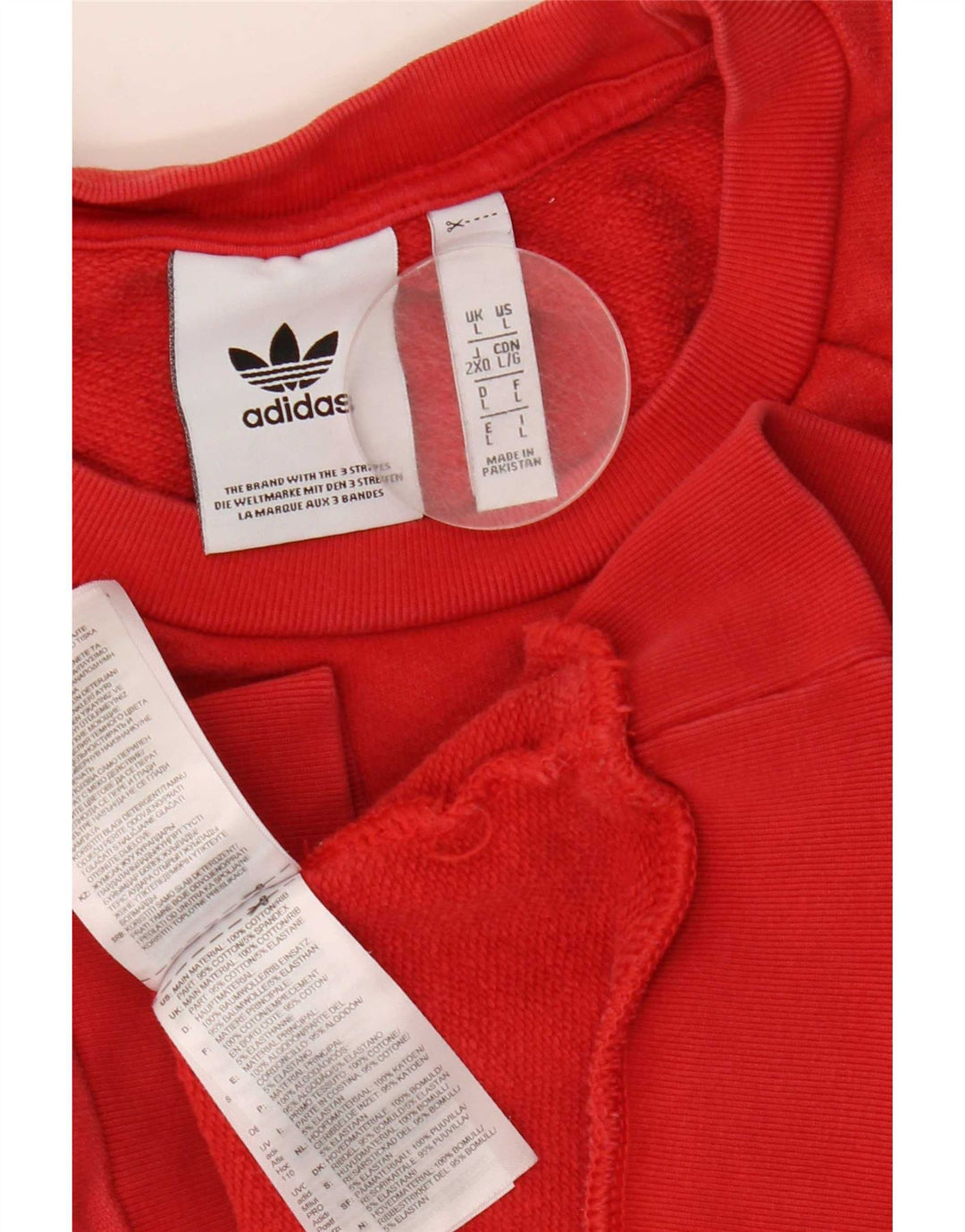 Adidas Sweat-shirt graphique pour homme en coton rouge Taille L
