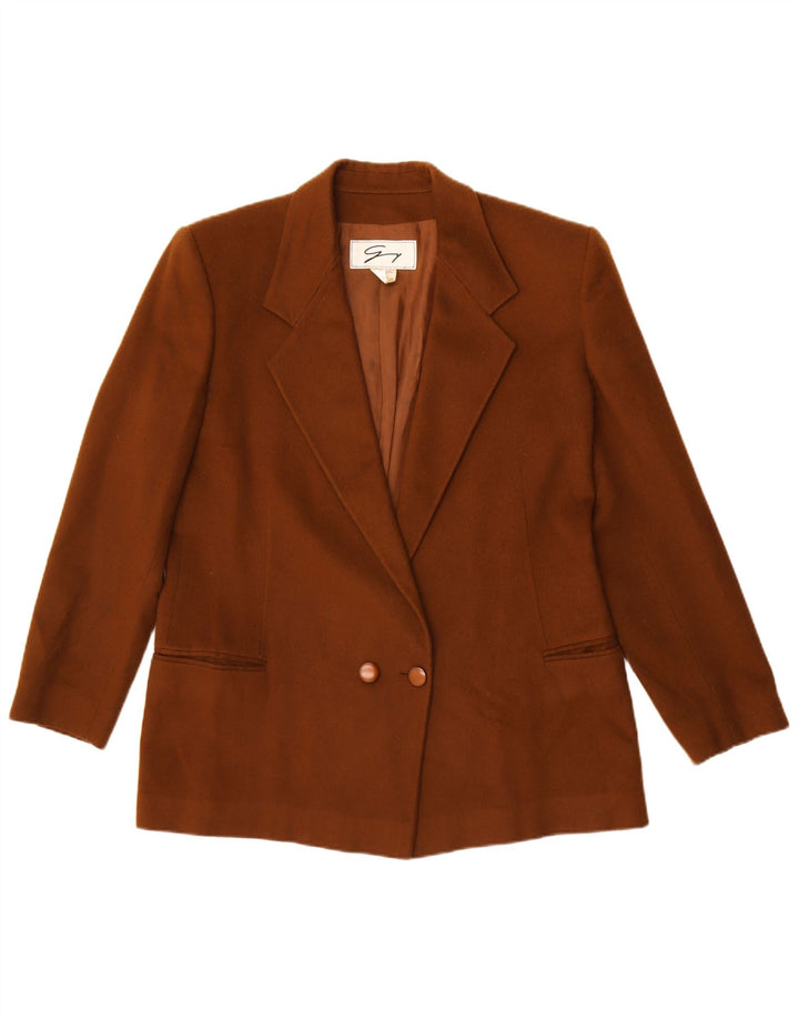 Genny Veste Blazer Double Boutonnage Femme UK 14 Laine Marron Moyen