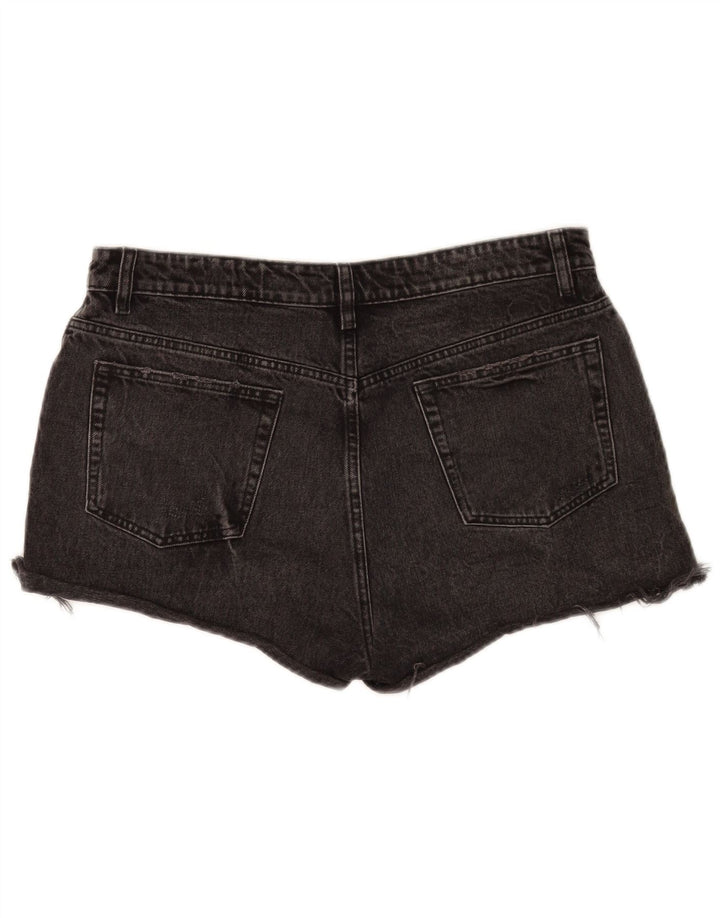 Zara Short en jean vieilli pour femme EU 44 XL W34 Noir