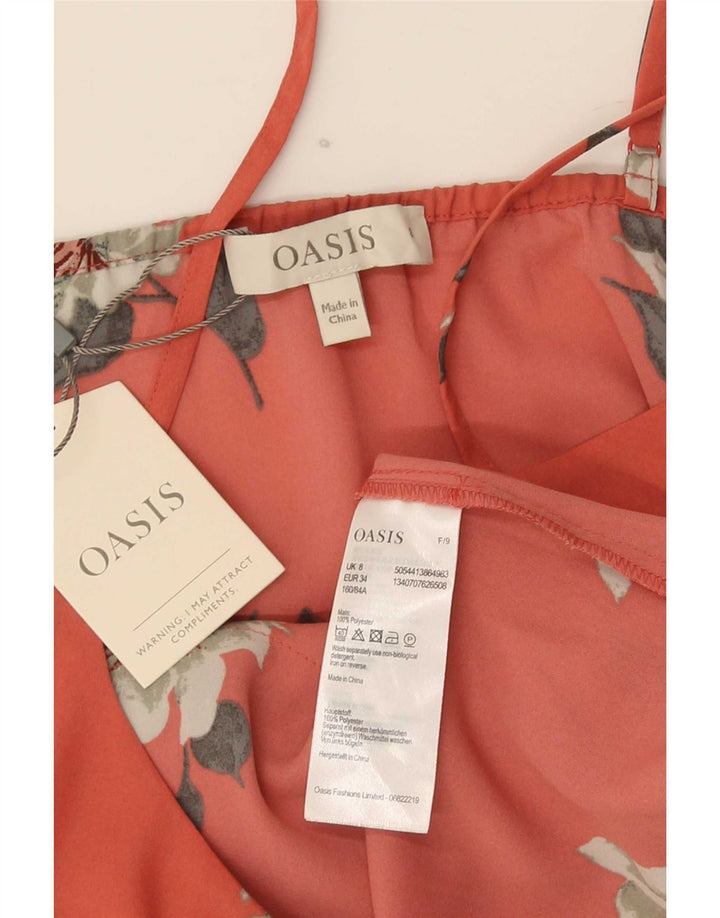 Oasis Caraco à plusieurs niveaux pour femme UK 8 Petit Rouge Floral Polyester