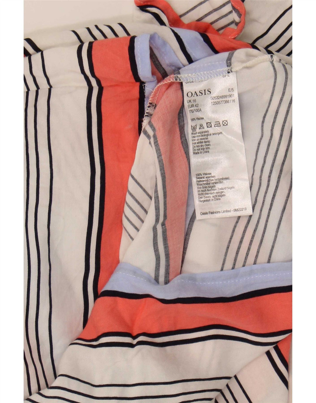 Oasis Chemisier Femme UK 46 Grande Viscose Rayée Multicolore