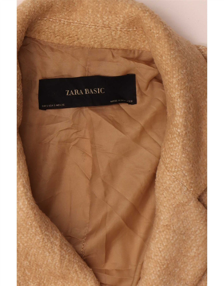 Zara Manteau croisé surdimensionné pour femme UK 10 Petit polyester beige