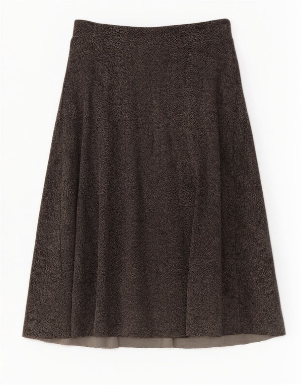 Zara Femme Jupe Midi A-Line Large W32 Gris Chevrons