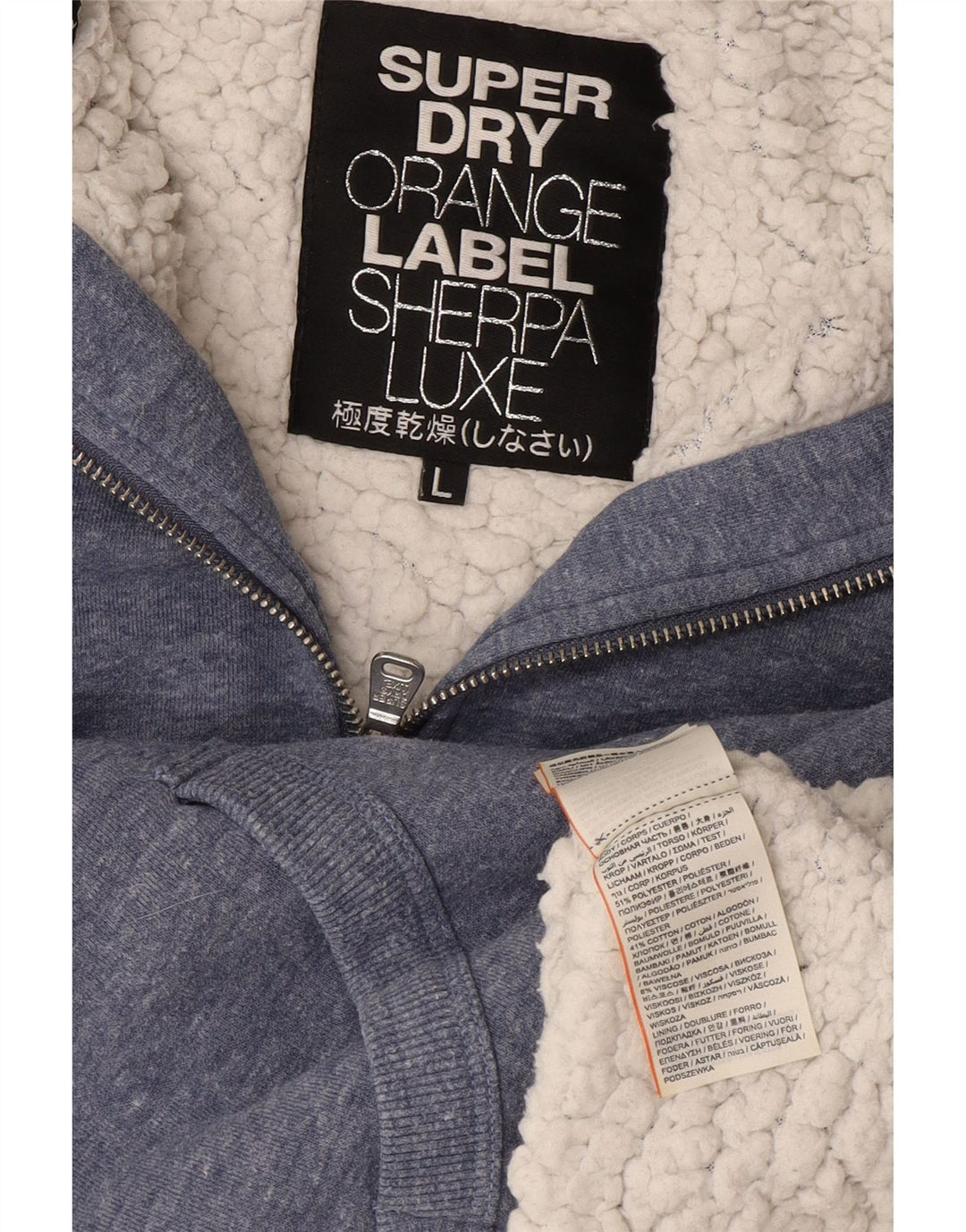 Superdry Pull à capuche zippé pour femme UK 16 Large Bleu Polyester