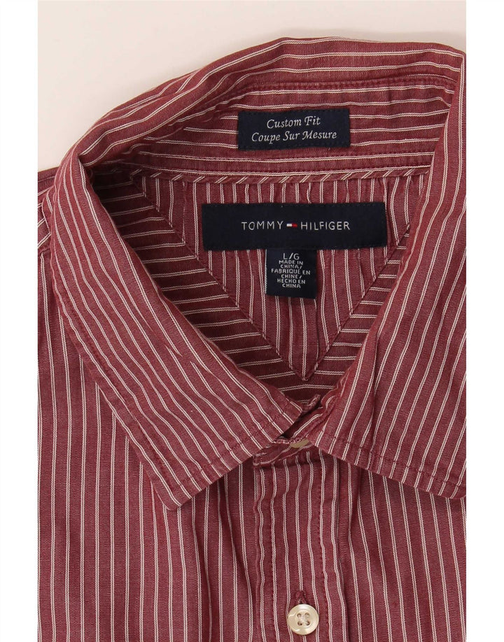 Tommy Hilfiger Chemise sur mesure pour homme à grandes rayures rouges