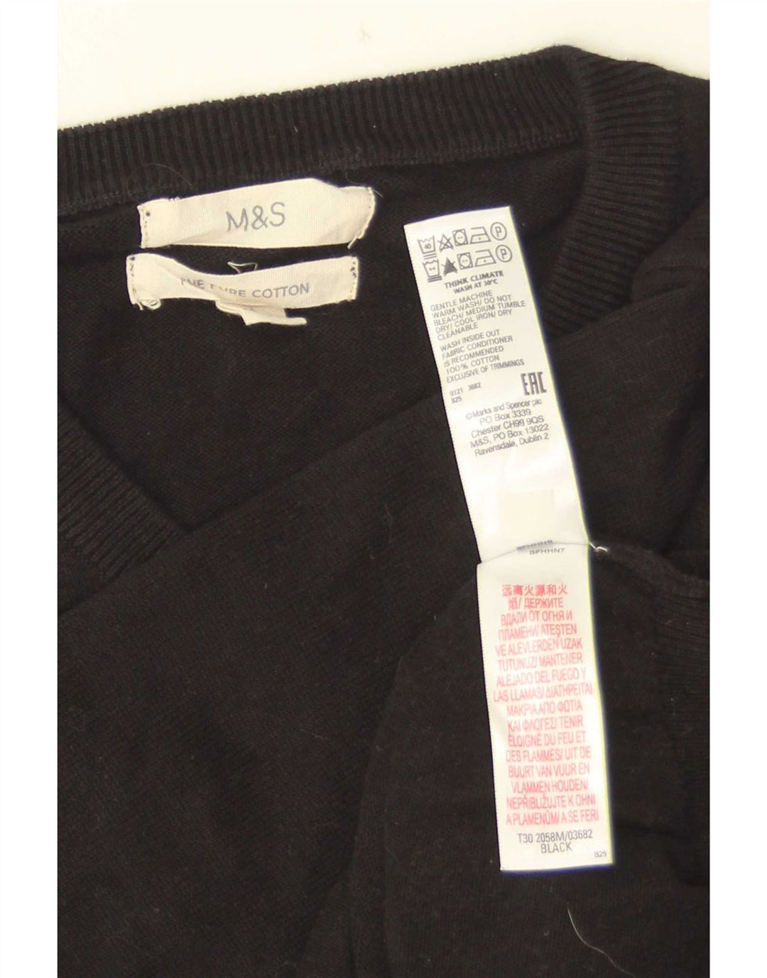 Marks & Spencer Pull col V Homme Noir Moyen Coton