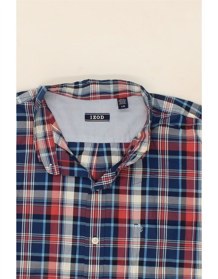 IZOD Mens Short Sleeve Shirt Large Blue Check Cotton Vintage Izod and Second-Hand Izod from Messina Hembry 