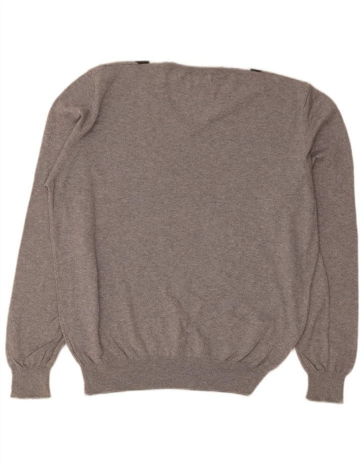 Brooksfield Pull col V pour homme IT 50 Gris moyen Argyle/Diamant