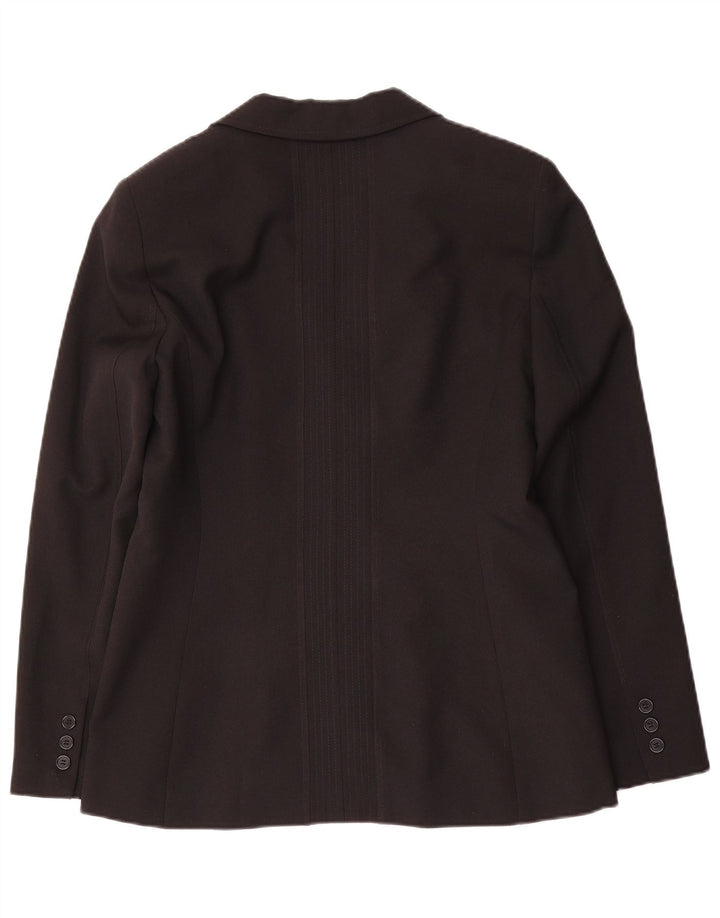 vintage Femmes 2 Bouton Blazer Veste UK 14 Grand Polyester Noir