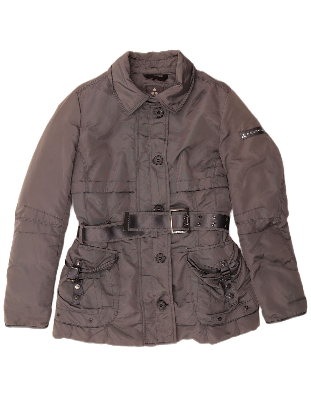 PEUTEREY Veste matelassée ceinturée IT 46 Large Gris Polyamide Classique