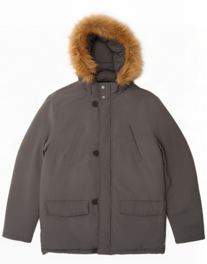 Jack Wills Veste matelassée à capuche pour homme UK 40 Large Gris Polyester