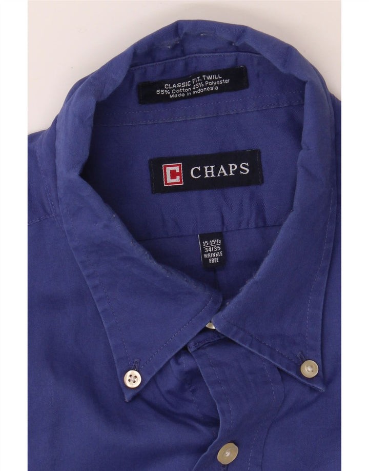 CHAPS Mens Wrinkle Free Classic Fit Shirt Size 15-15 1/2  Medium Blue Vintage Chaps and Second-Hand Chaps from Messina Hembry 