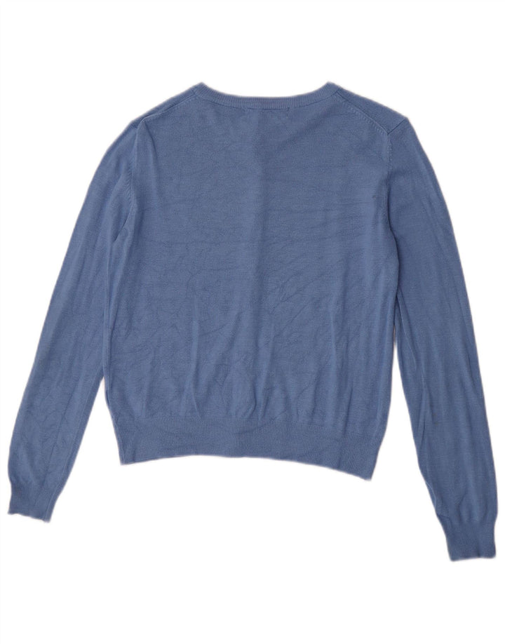 Marks & Spencer Pull cardigan court pour femme UK 10 Small Bleu Viscose