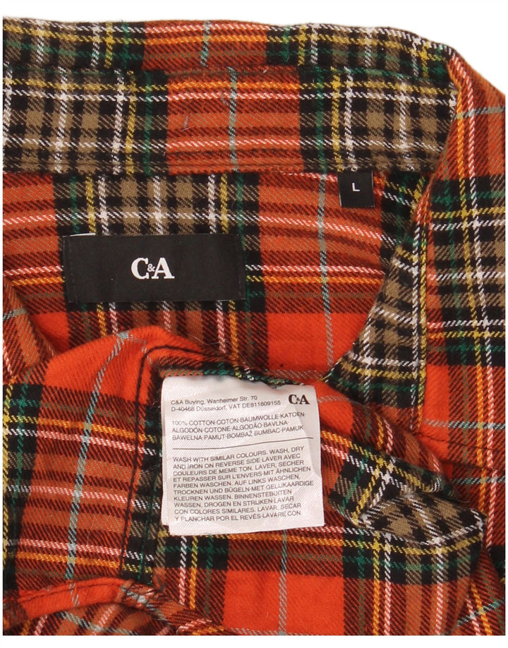 C&A Chemise en flanelle pour homme en coton à grands carreaux rouges