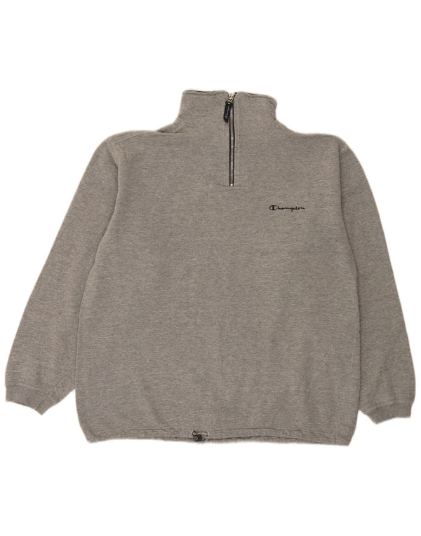 CHAMPION Sweat-shirt à col zippé pour homme, grand, gris, coton