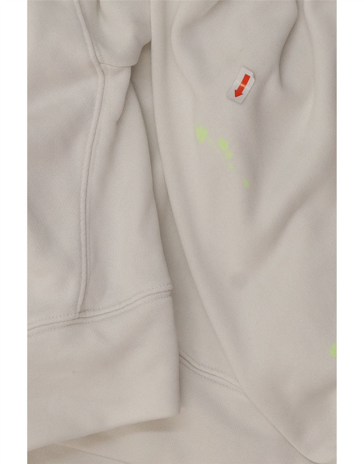 ADIDAS Pull à capuche court surdimensionné pour femme UK 10 Petit coton blanc