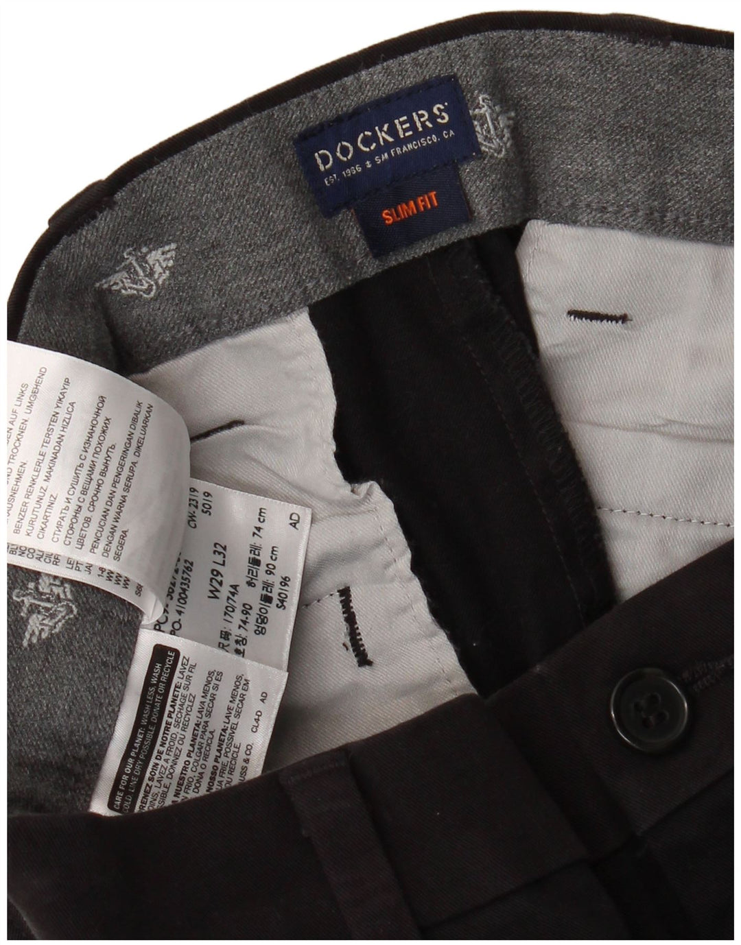 DOCKERS Pantalon Chino Slim Fit Homme W29 L29 Noir Coton