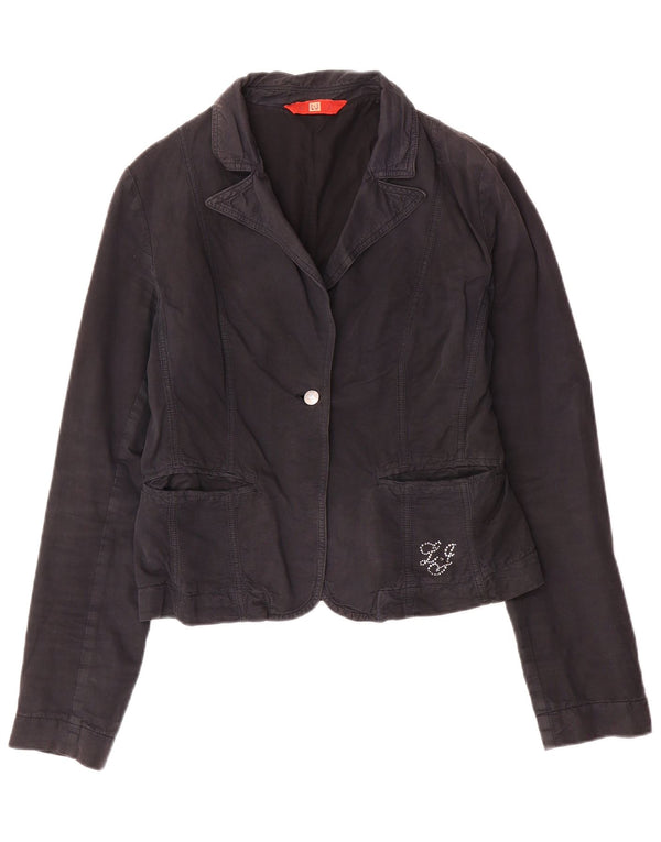 Liu Jo Veste Blazer 1 Bouton Femme IT 46 Large Bleu Marine Coton