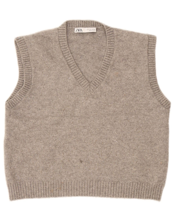 Zara Womens Vest Tank Top UK 16 Large Laine Grise