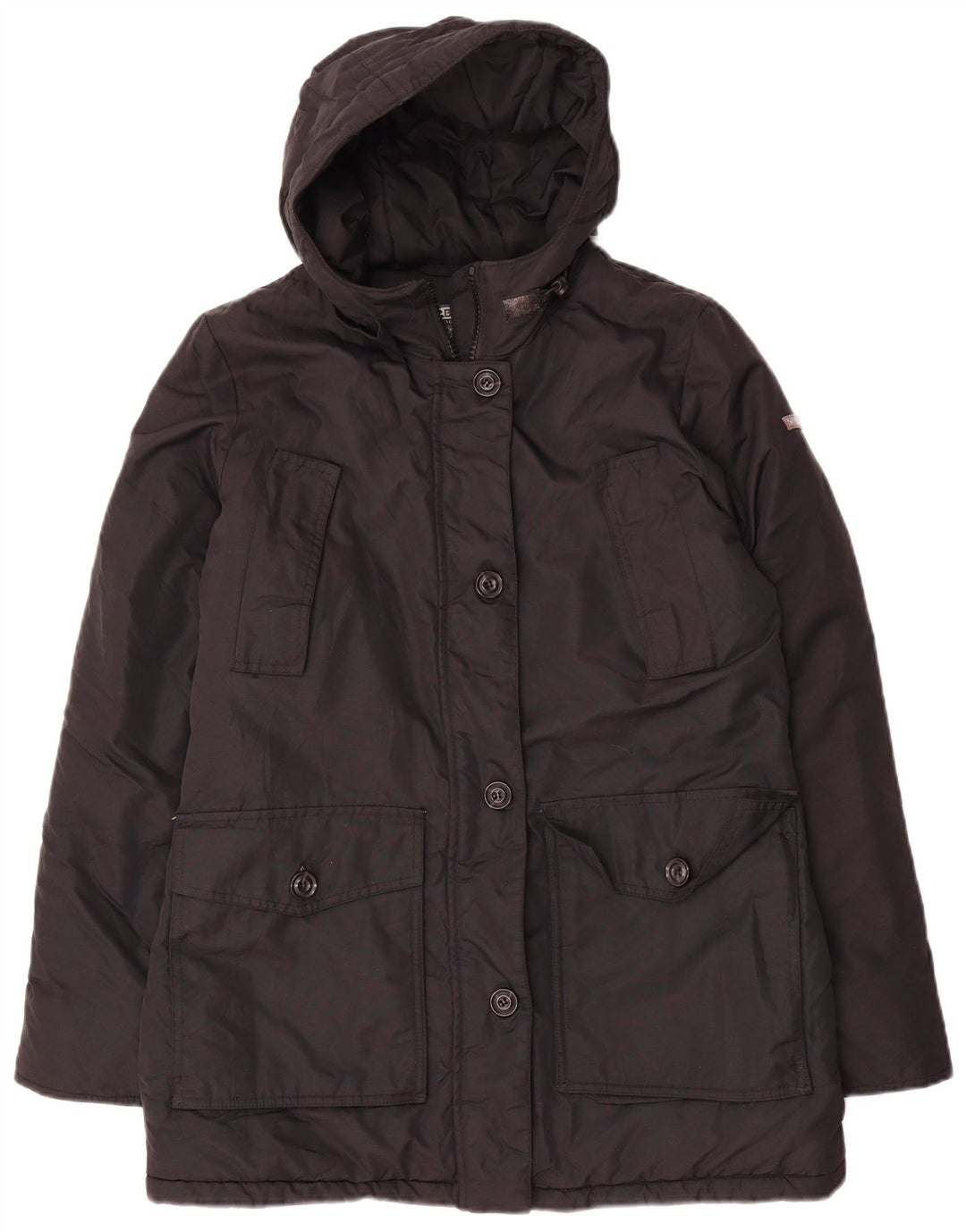 Brugi Veste matelassée à capuche surdimensionnée pour femme UK 10 Petit Noir Polyester
