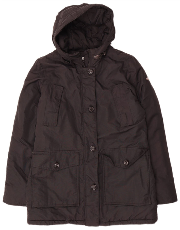 Brugi Veste matelassée à capuche surdimensionnée pour femme UK 10 Petit Noir Polyester