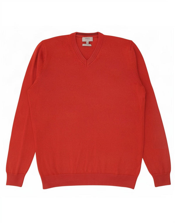 Marks & Spencer Pull Col V Homme Rouge Moyen Coton