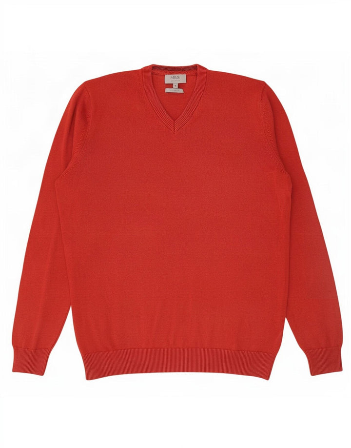 Marks & Spencer Pull Col V Homme Rouge Moyen Coton