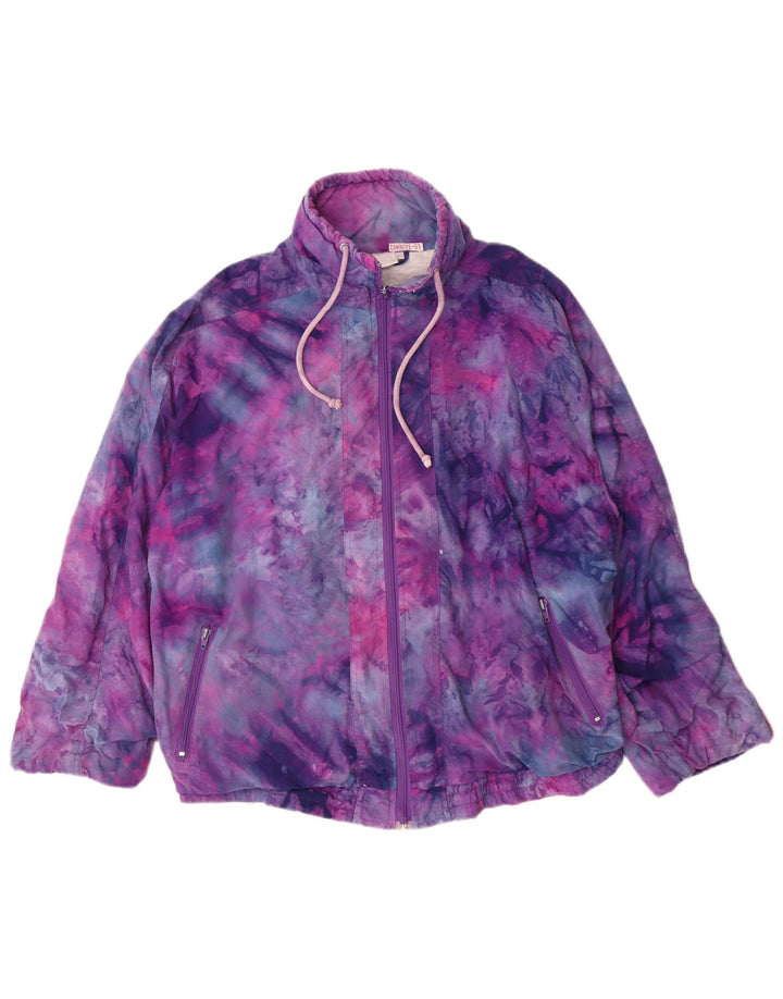 vintage Womens Survêtement Top Jacket UK 16 Grand Tie Dye multicolore