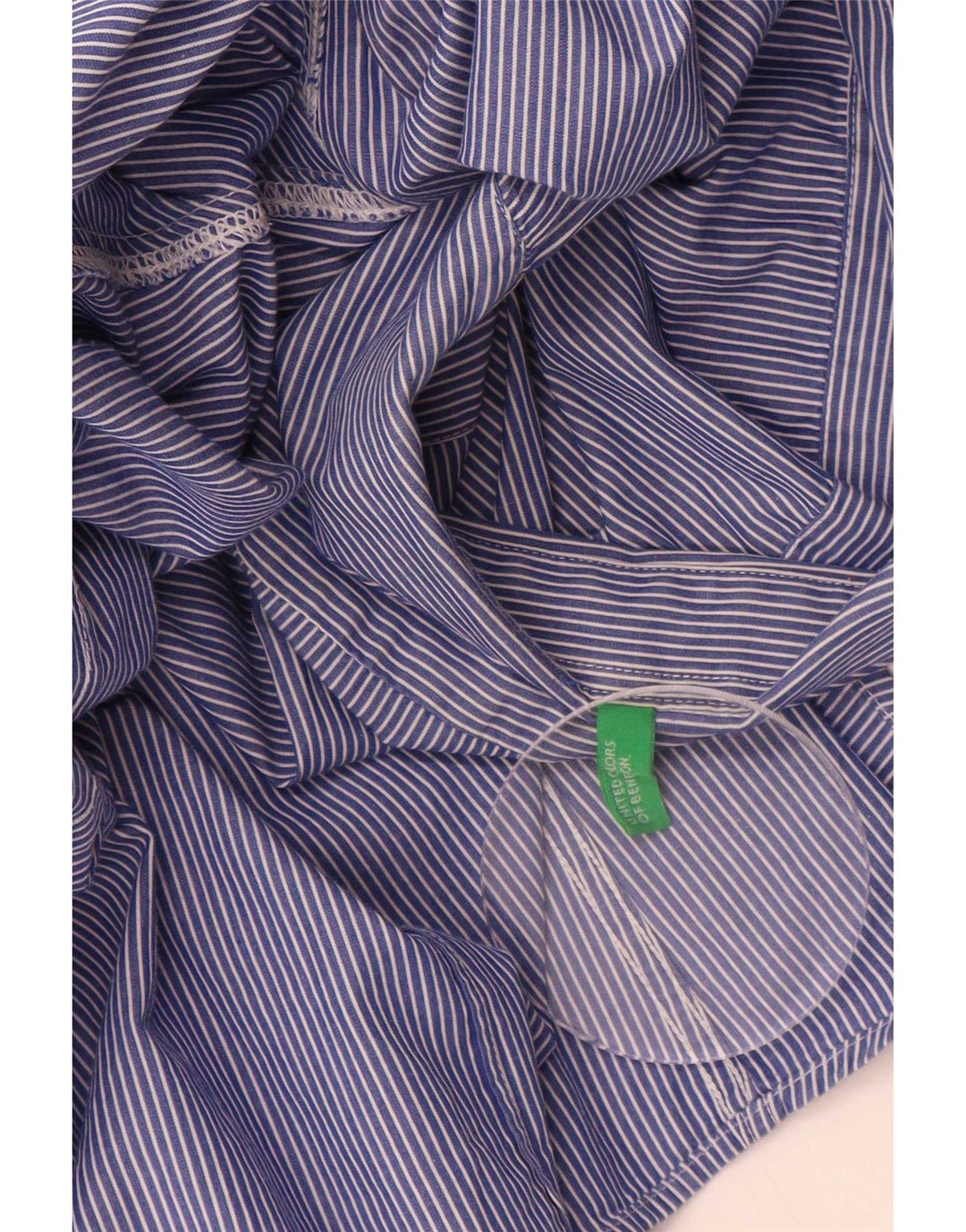 Benetton Chemise Homme Bleu Moyen Rayure Fine