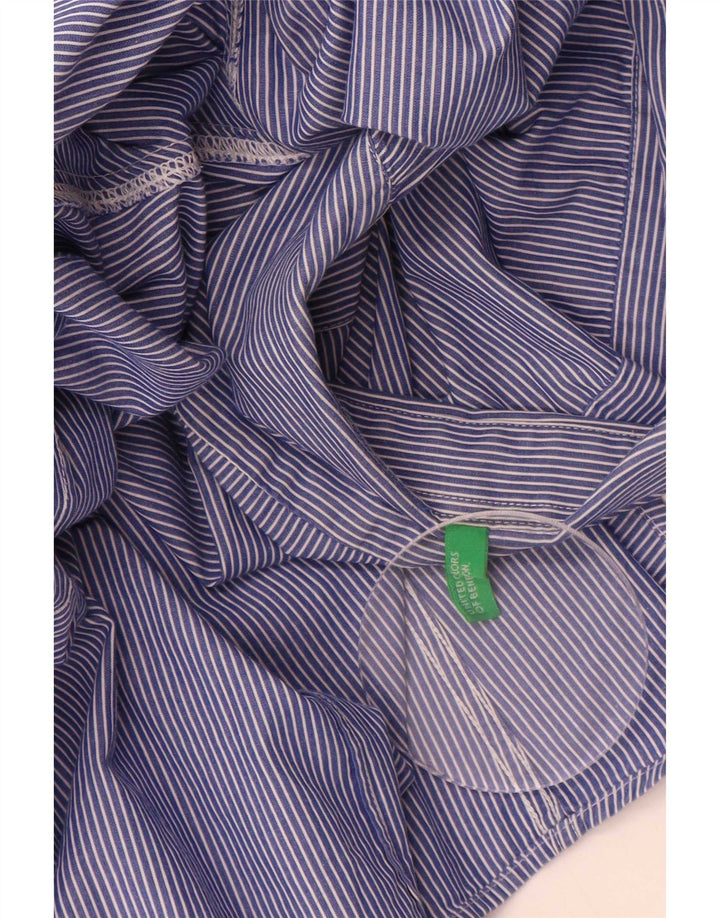 Benetton Chemise Homme Bleu Moyen Rayure Fine