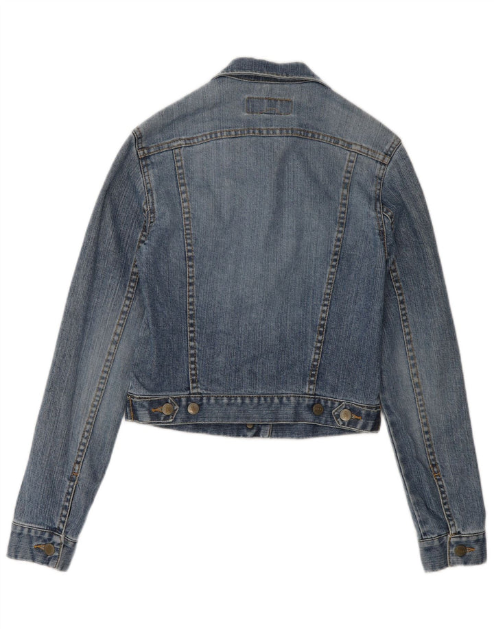 Fcuk Veste en jean coupe régulière pour femme UK 10 Petit coton bleu