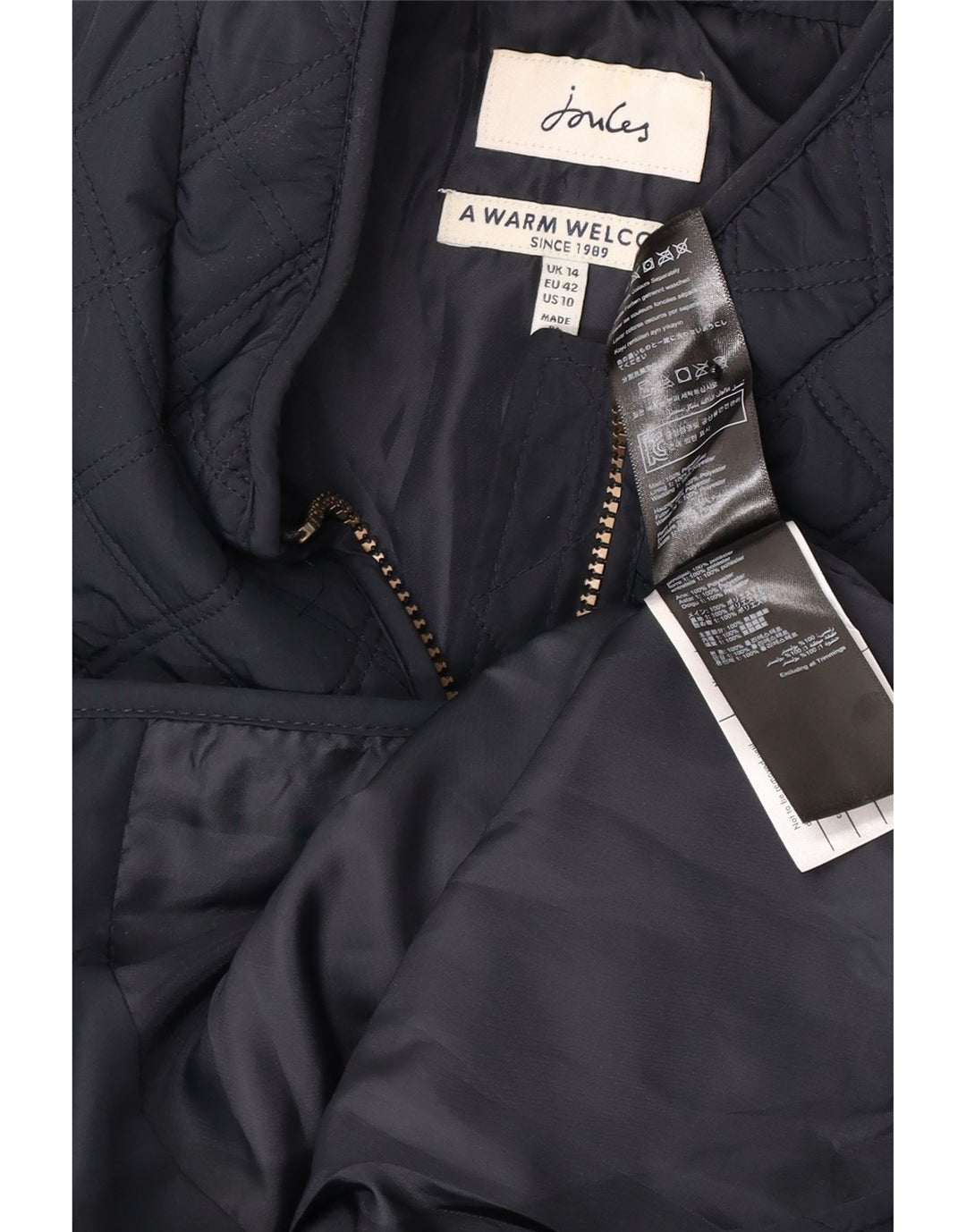 Joules Gilet matelassé pour femme UK 14 Large Bleu Marine Polyester