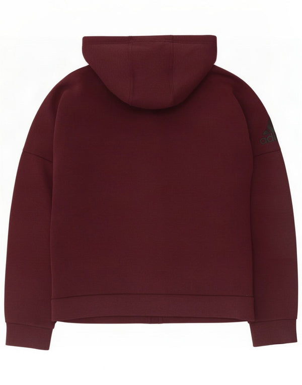 Adidas Pull à capuche zippé pour femme UK 10 Petit coton bordeaux