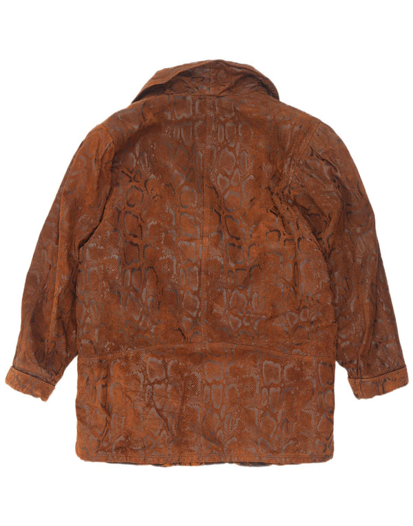 pardessus en daim femme vintage IT 44 Cuir imprimé animal marron moyen