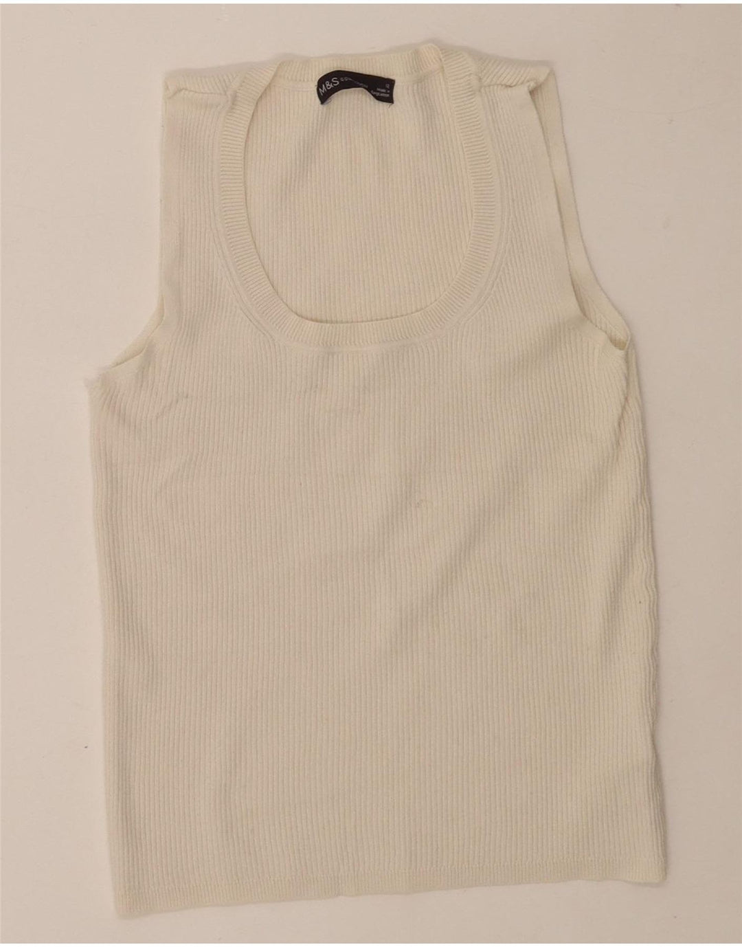 Marks & Spencer Débardeur court pour femme UK 12 Viscose blanc moyen