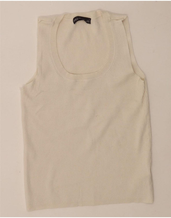 Marks & Spencer Débardeur court pour femme UK 12 Viscose blanc moyen