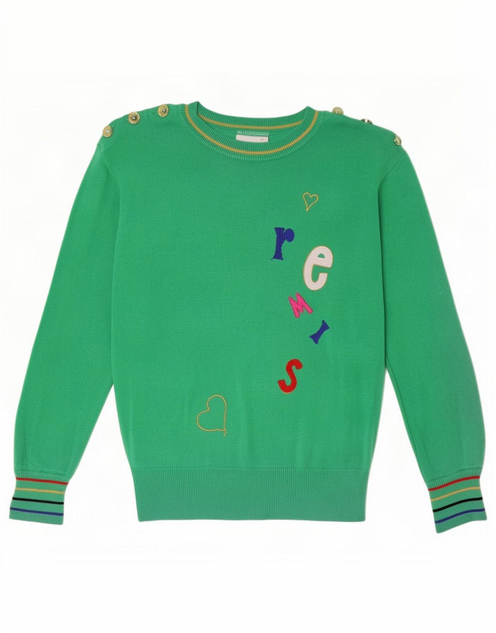 Basler Pull graphique à col rond pour femme UK 14 Vert moyen