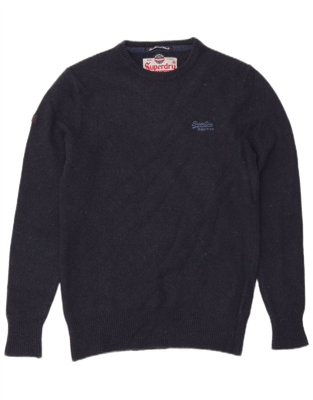 SUPERDRY Pull col rond homme en laine bleu marine moyen