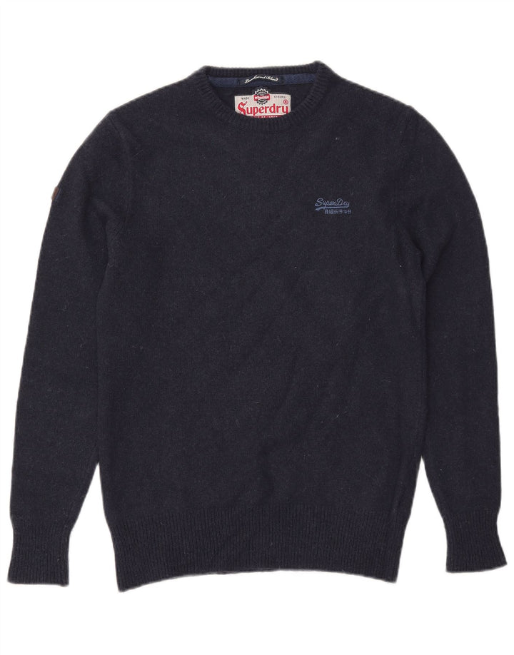 SUPERDRY Pull col rond homme en laine bleu marine moyen
