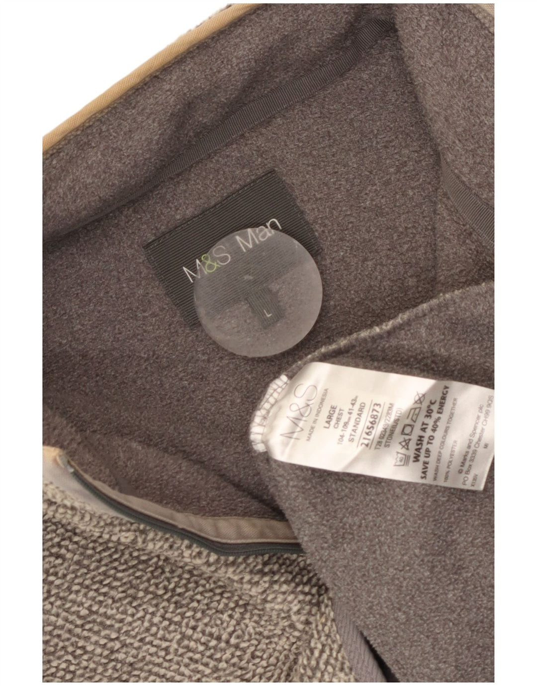 Marks & Spencer Sweat-shirt à col zippé pour hommes, grand gris, polyester