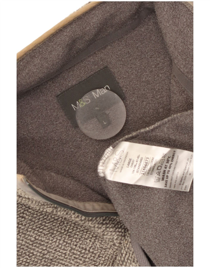 Marks & Spencer Sweat-shirt à col zippé pour hommes, grand gris, polyester
