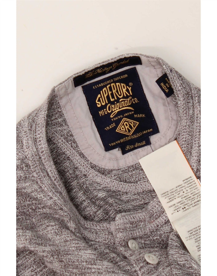 Superdry Haut à manches longues en coton moucheté gris petit homme