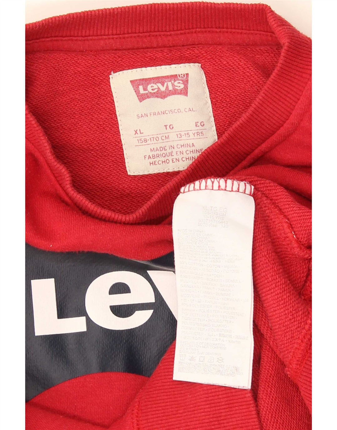 Levi's Sweat-shirt graphique pour garçon 13-14 ans XL Rouge Coton