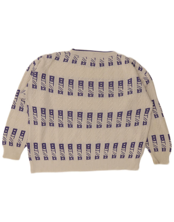 Eisbar Pull col rond pour homme XL Blanc géométrique