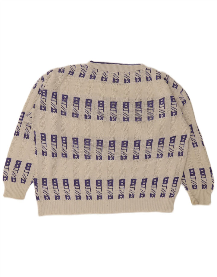 Eisbar Pull col rond pour homme XL Blanc géométrique