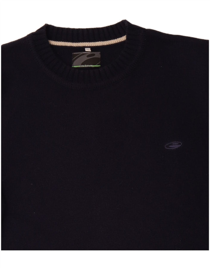 vintage Mens Crew Neck Jumper Pull IT 56 2XL Bleu Marine Coton